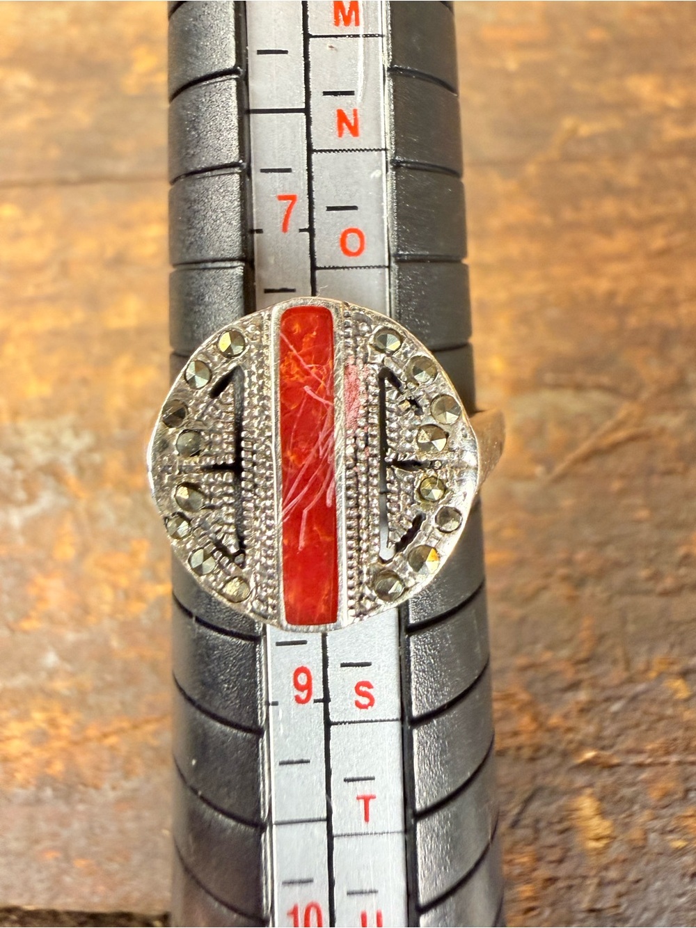 Sterling Silver enamel Round Statement Ring